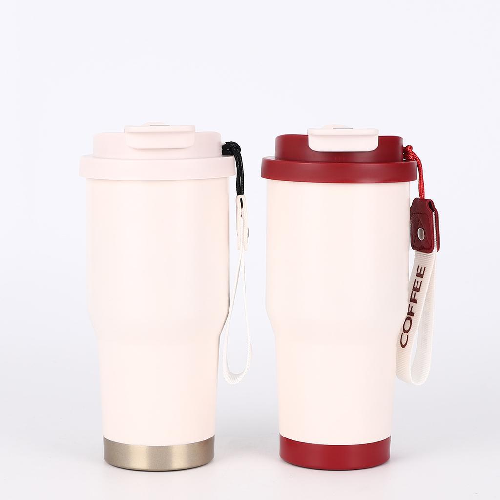 Stylish and Simple 304 Stainless Steel Thermos Cup for Men and Women, High Value Thermal and Cold Insulation Straw, Double Drinking Cup, Coffee Cup
