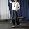 Xi Mo Women's Distressed Washed Cotton Linen Wide-Leg Casual Summer Pants