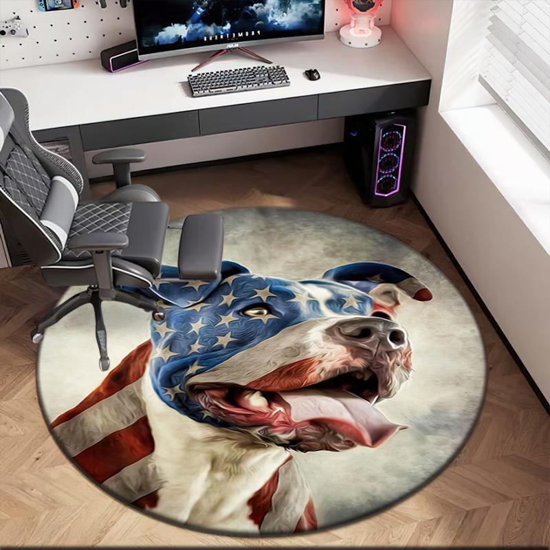 1pc American flag patriotic pet Round carpet Painted Printed circular carpet, home door mat, outdoor travel protection carpet