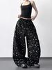 Women's Black Star Print Wide-Leg Sweatpants