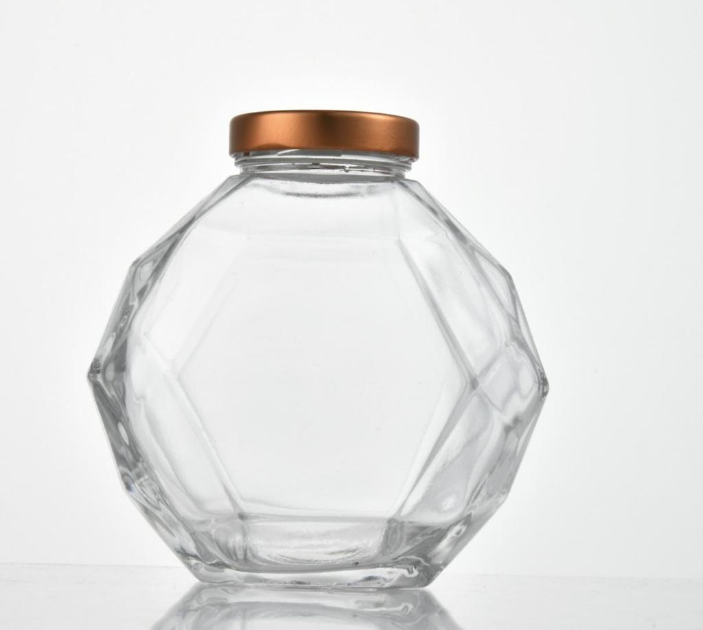 Hexagonal Glass Honey Jar: Sealed Caviar Portioning and Kitchen Storage Bottle