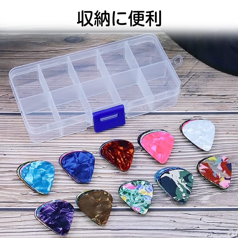 Samcos Set of Guitar with Storage Guitar Suitable for Practice Colorful Teardrop 30-Piece Picks, 0.71mm Thick, Case. Medium-Thick Picks, Beginners,