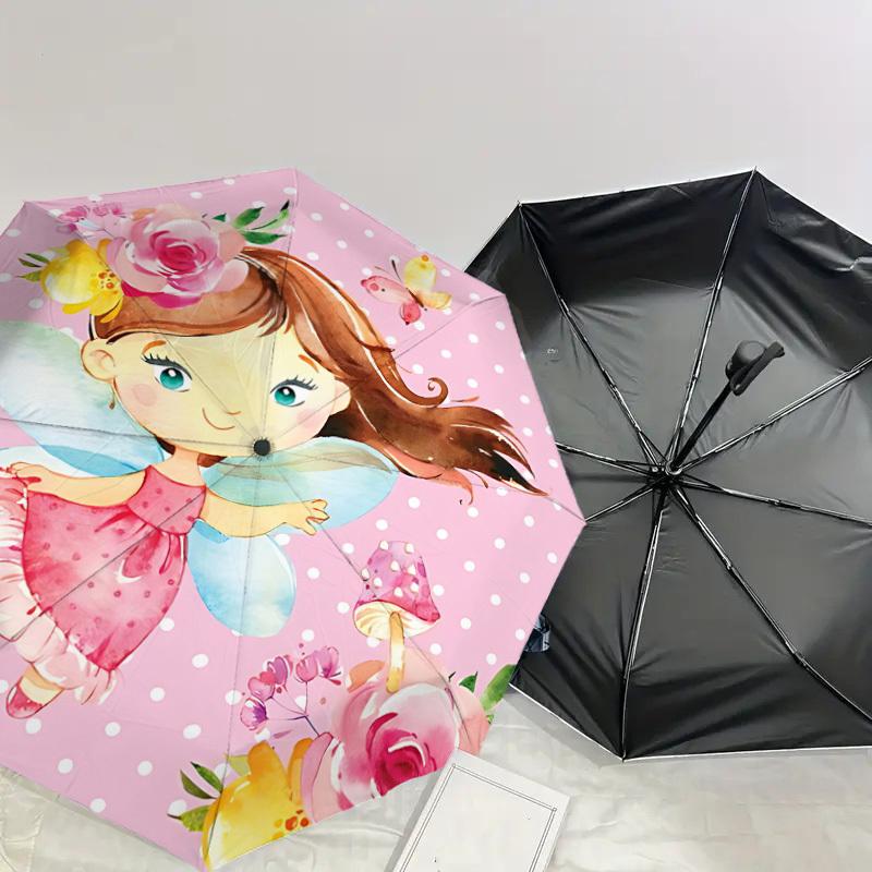 1PC fairy flowers Umbrella-8-Rib Reinforced, Automatic Open, Lightweight & Durable, Cute Fashion Accessory for Outdoor-T192