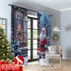 2pcs 2D flat printing Christmas Curtain Santa Christmas Snow Scene Polyester Fabric Without Electricity Party & Holiday Decor