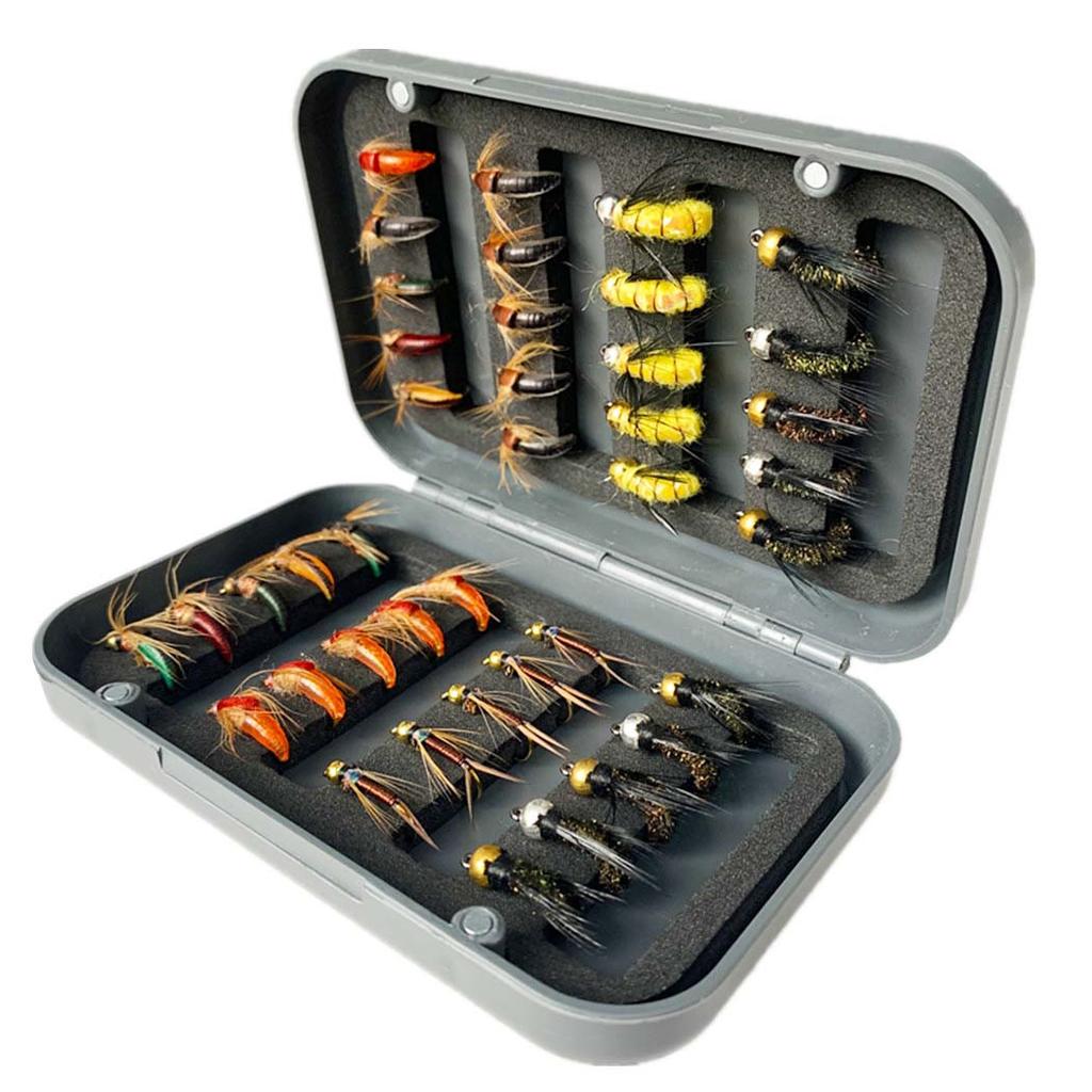 24-72Pcs Artificial Insect Bait Set, with Dry/Wet Flies, Fly Fishing Flies Kit, Fly Assortment Trout Bass Fishing Baits Lures with Fly Box