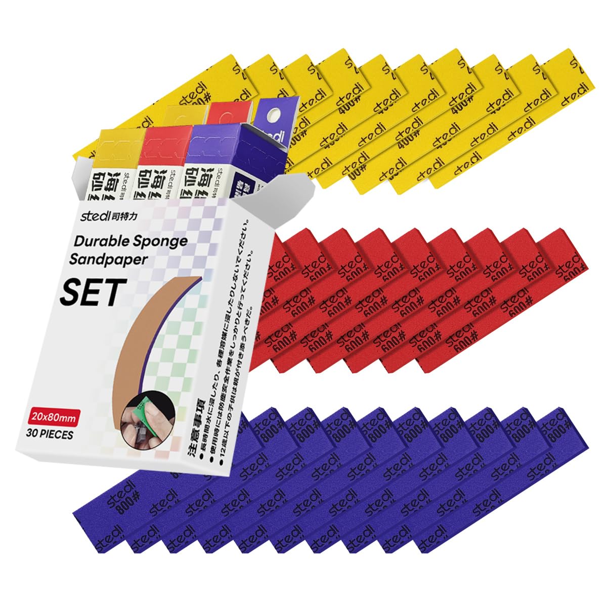 

stedi Шлифовальная губка для сборки модели Gundam 3 мм Инструмент для хобби Модель Ручной шлифовальный блок Водонепроницаемая Для влажной и сухой шлифовки Многоразовая Наждачная бумага Зернистость 30 листов