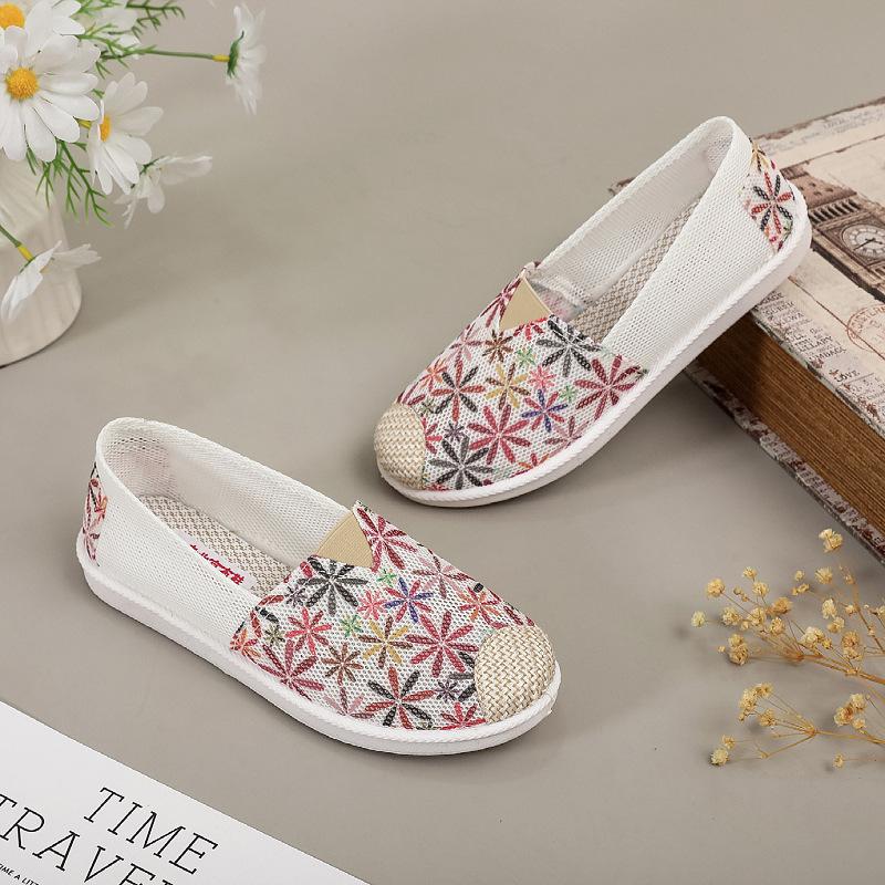 Alte Pekinger Stoffschuhe Damen Weichsohlige Flachabsatz Leichte Freizeitschuhe Mutterschuhe Vielseitig und Atmungsaktiv Einschlupfstoffschuhe Damen s