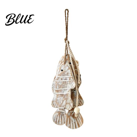 Ocean Inspired Wall Art Rustic Nautical Wooden Fish Decor Coastal Beach Style Hanging Theme Room Decorations Ornament with Fishing Net for