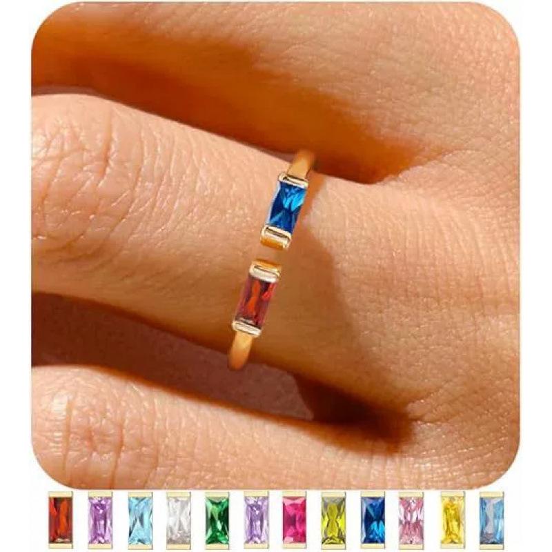 

New Summer Design Gold Birthstone Women s Zircon Ring Adjustable