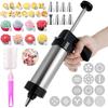 Cookie Maker Press Kit Stainless Steel Biscuit Extruder Press Cookie Kit Reusable Kitchen Baking Tool for Cookie Making 1