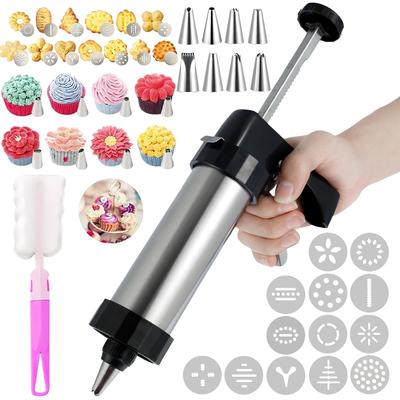 Cookie Maker Press Kit Stainless Steel Biscuit Extruder Press Cookie Kit Reusable Kitchen Baking Tool for Cookie Making 1