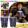 Decorative Round Popcorn Tin Container with Aviation Helmet and Star Emblem Design for Home Kitchen or Office Storage and Display