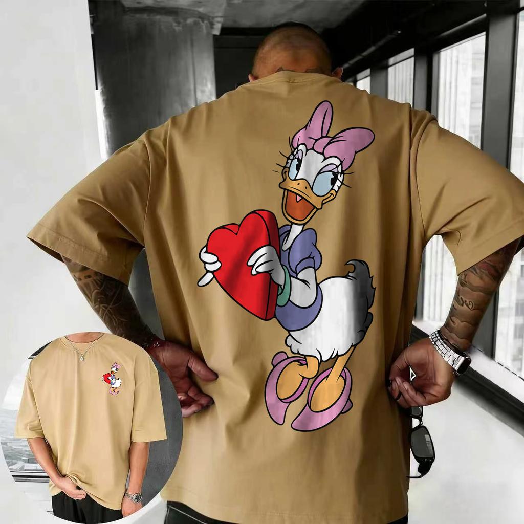 2026 Léto Disney Daisy Tričko Pánské Street Fashion 100% Čistá Bavlna Krátký Rukáv Ležérní Volný Prodyšný Vrchní Díl