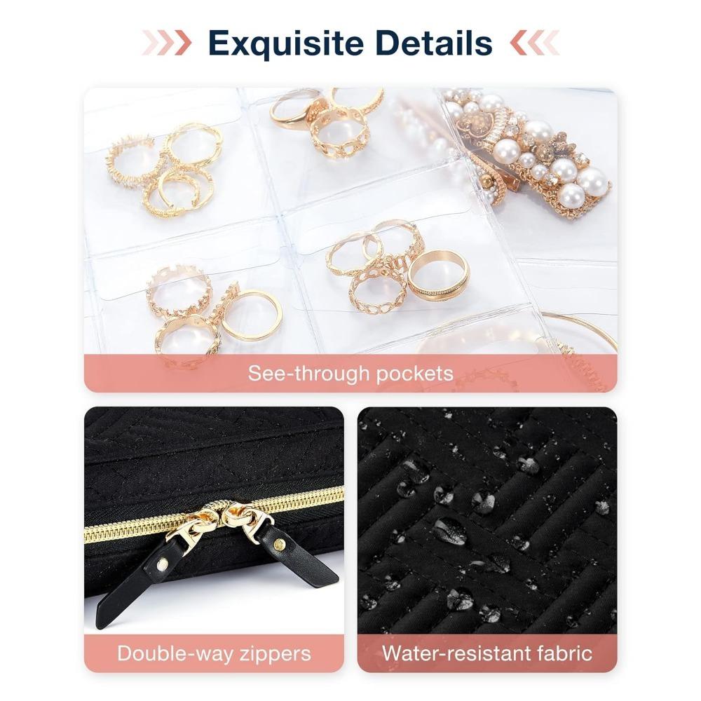 Jewelry Travel Organizer Case for Home Jewelry Organizer Storage Ring Binder Clear Bags Zipper Rolls Pouch for Necklaces,Earrings,Rings,Bracelets
