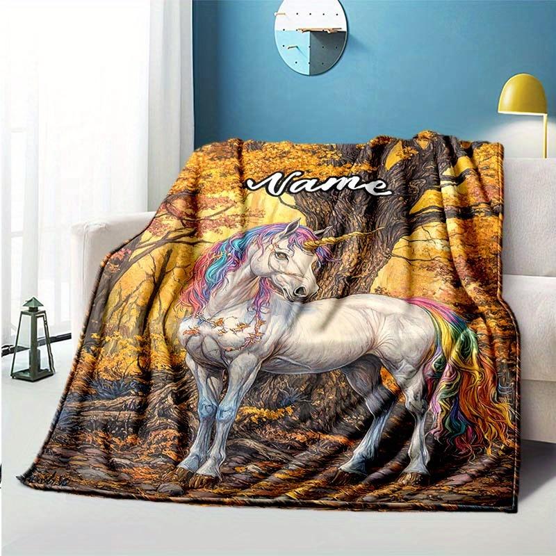 Unicorn Under The Tree Customize Your Name Blanket Used For Chair Office Sofa Bed Camping Soft And Warm Giving Friends And Relatives Birthday