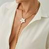 Gold Flower Necklace Drip Oil Beads Clavicle Chain Retro Y-shaped Necklace Party Jewelry