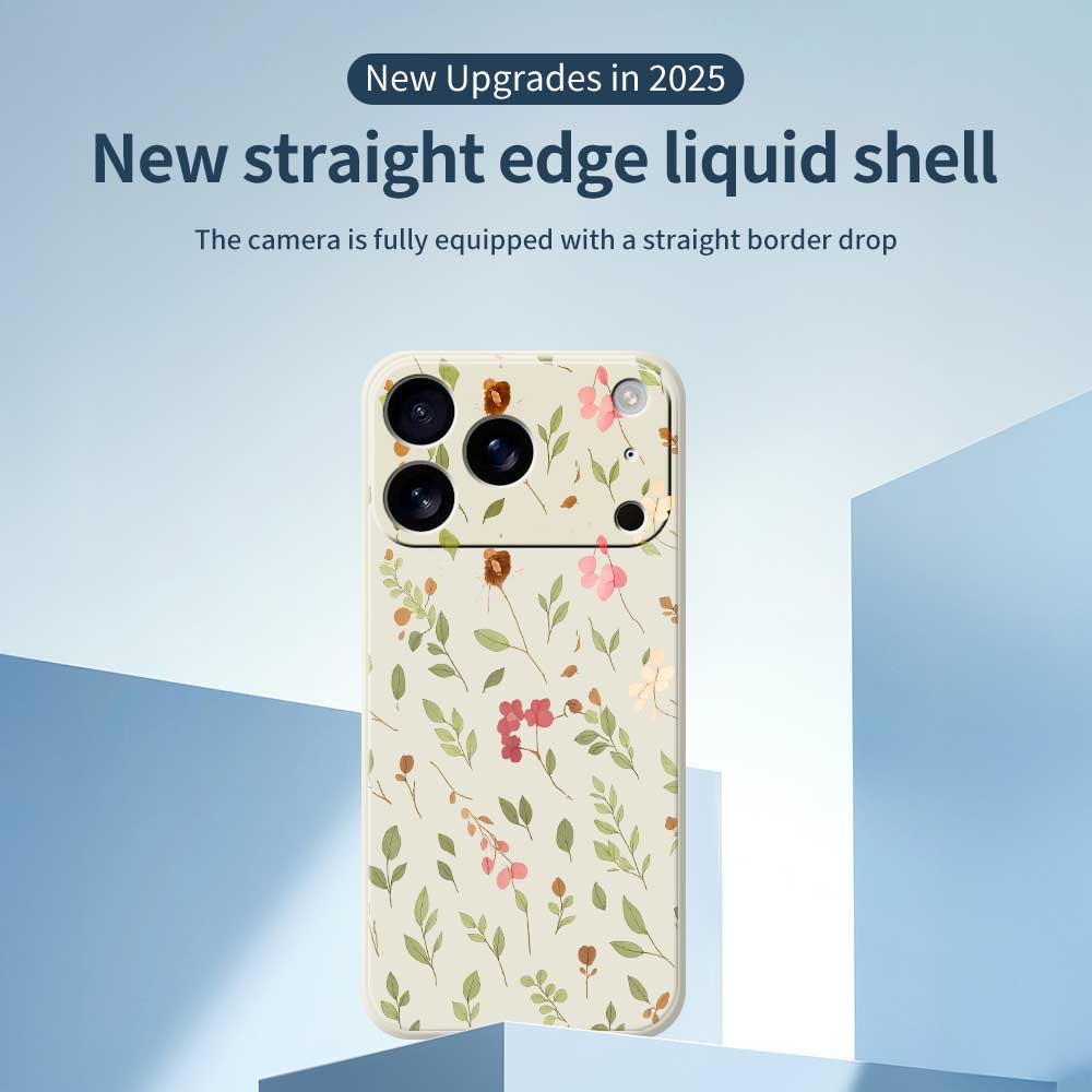 For iPhone 17 Pro Max Case Small Flower Leaves Pattern Printing Straight Edge TPU Phone Back Cover