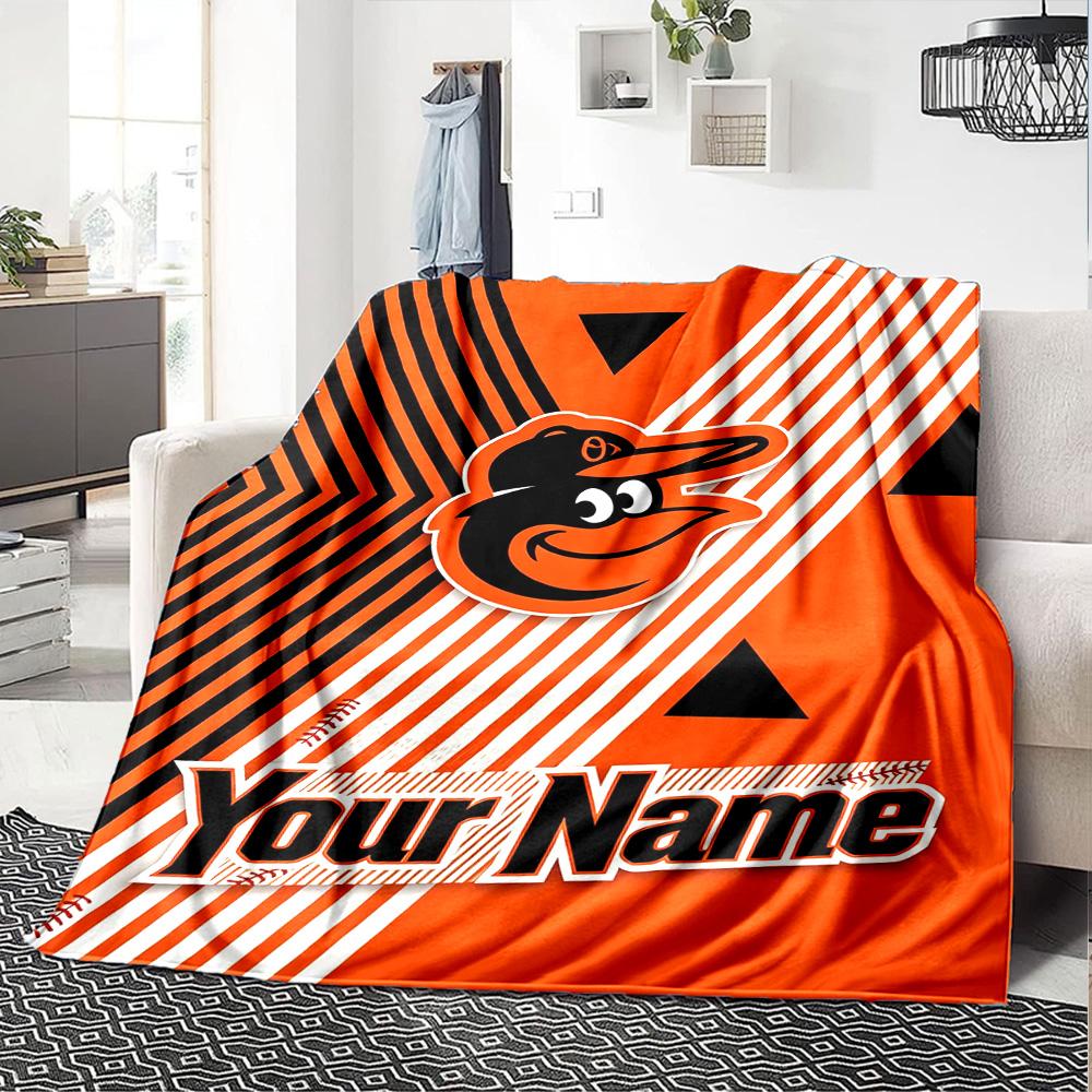 Name Custom Baltimore Orioles Print Flannel Blanket High Quality Warm Comfortable Cover for All Seasons Perfect for Gifts Home Decor