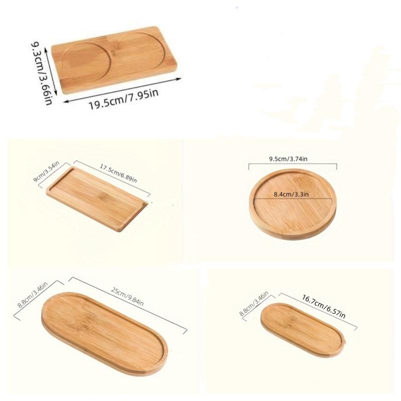 2Pcs/Wooden Tray Round Wooden Tray Japanese-Style Oval Beech Wood Small Wooden Plate Milk Snack Tray Presentation Tray