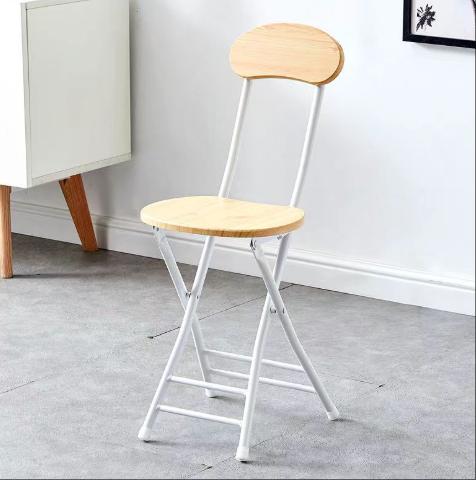 1pc Classic Style Folding Chair with Oval Seat Portable, No Assembly Needed, Durable Metal Frame Hardwood Construction for Home