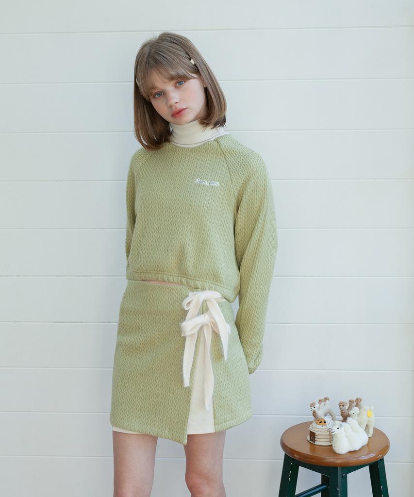 Dear Fear Cable Knit Wrap Skirt Pastel Green