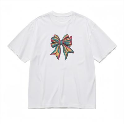 Women's Trend Soft Comfortable Classic T-Shirt Colorful Bow Design Tee
