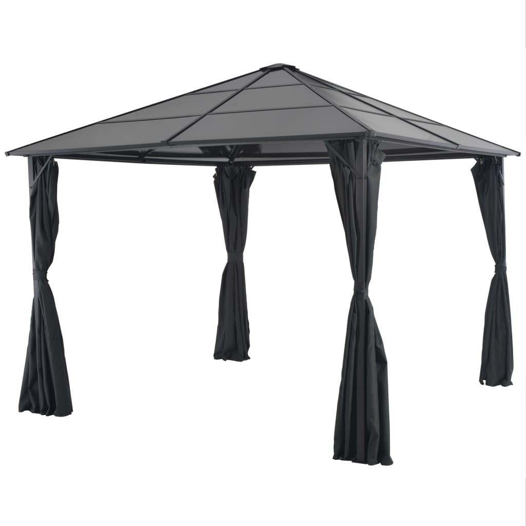Pavilhão de Jardim com Cortinas Alumínio 3*3 m Preto