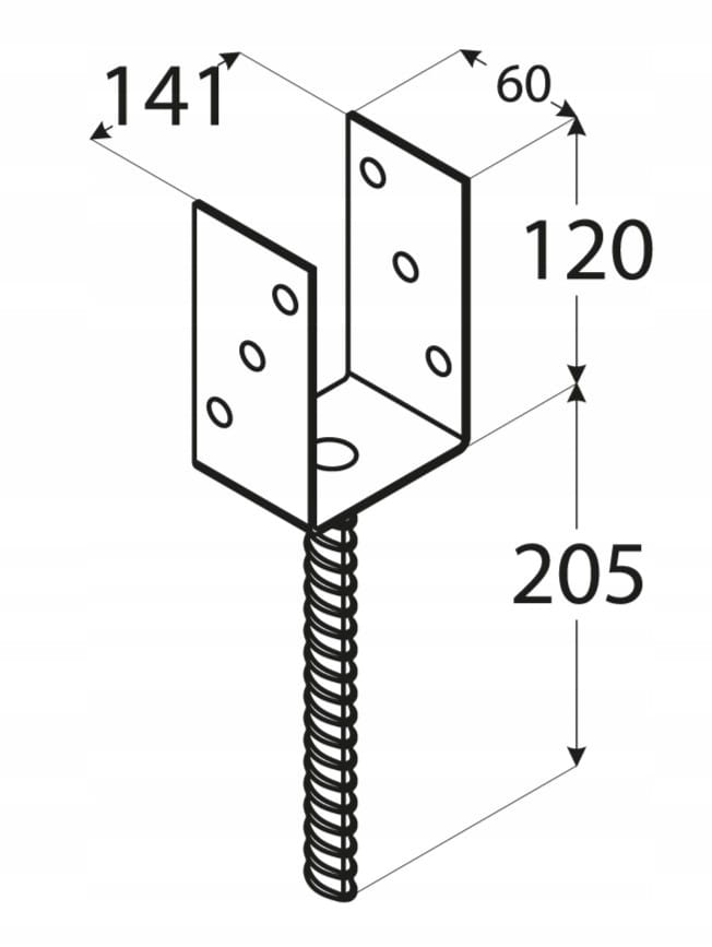 Post base anchor 141x120mm M18 for embedding