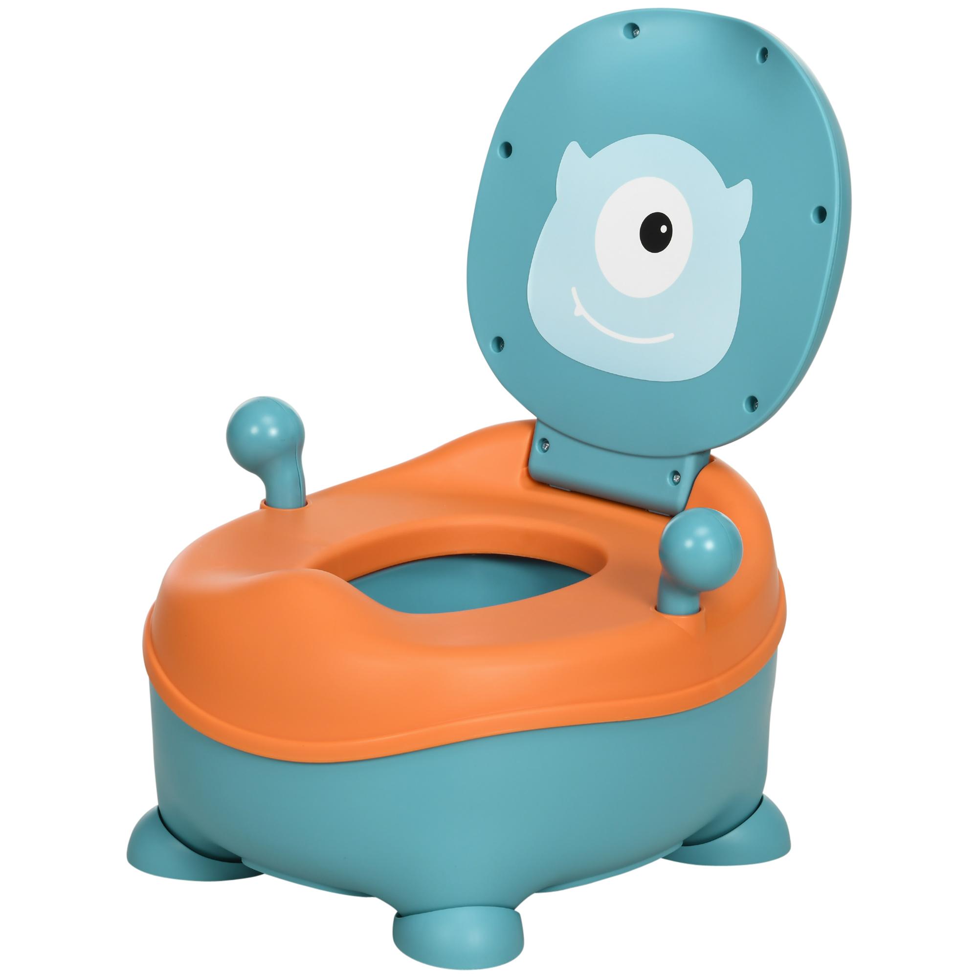 Pot d'apprentissage original pour bébé 6-36 mois Toilettes pour enfant Forme d'extraterrestre Couvercle Structure antidérapante 35,6x35,7x22,2 cm Bleu