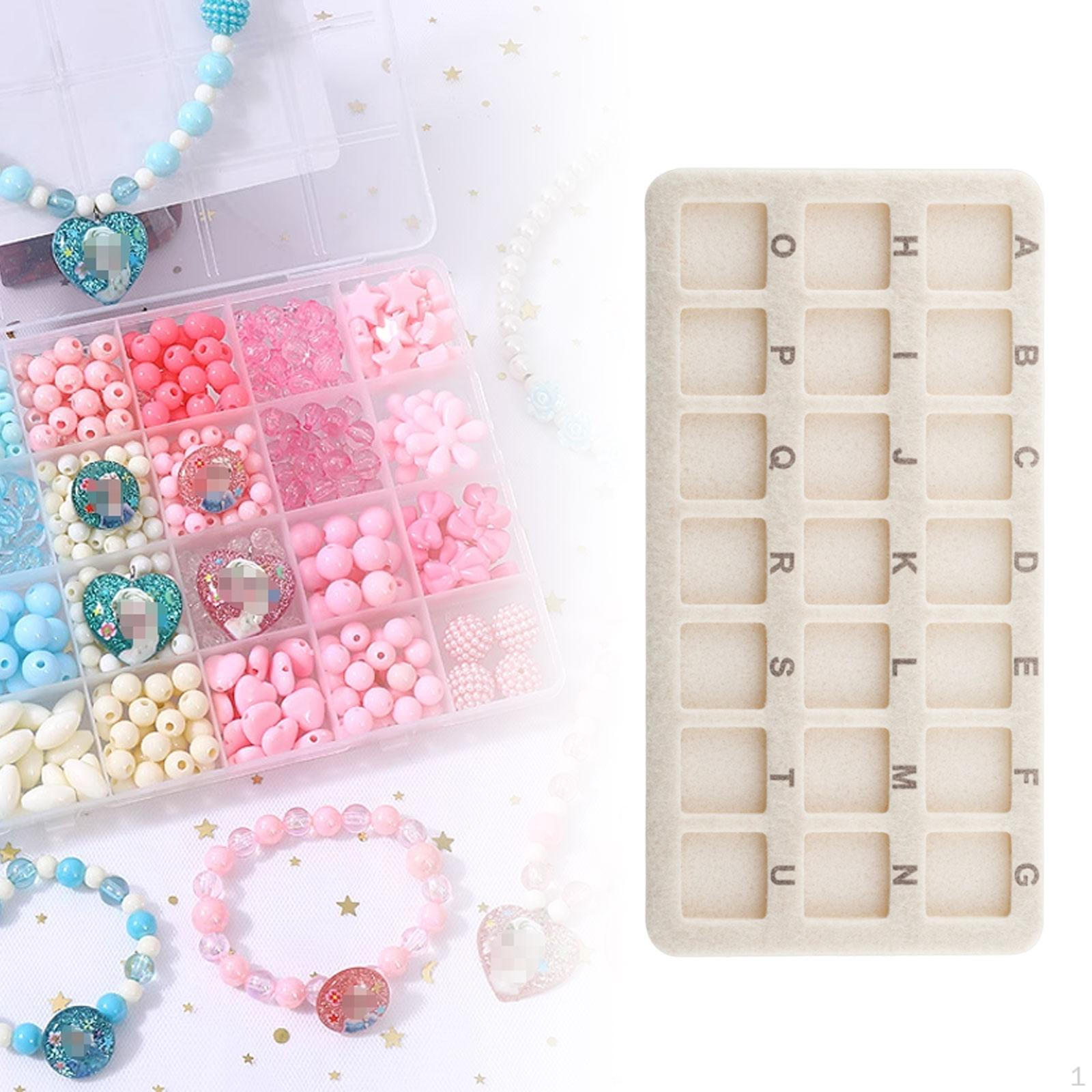 

Bead Mat Anti Slip Pad 21 Grid Rectangle Beading Organizer Board for DIY Hobbies Necklaces бежевий
