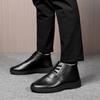 Winter Korean Warm Plus Velvet Men's Leather Shoes Large Size Black Cotton Shoes Non-slip Business Casual Warm Shoes