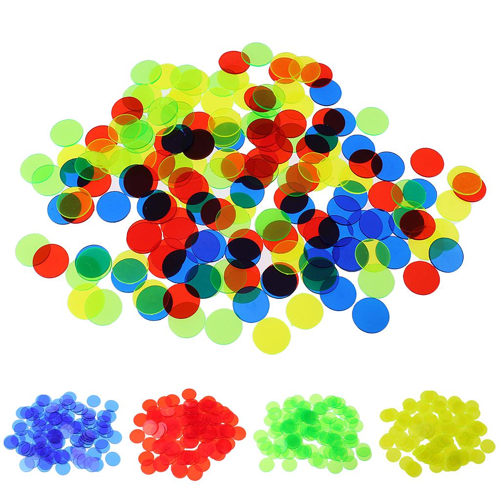 Pack of 100 Bingo Chips (Multi-Colour) – 1.5 cm Translucent Markers for Bingo,