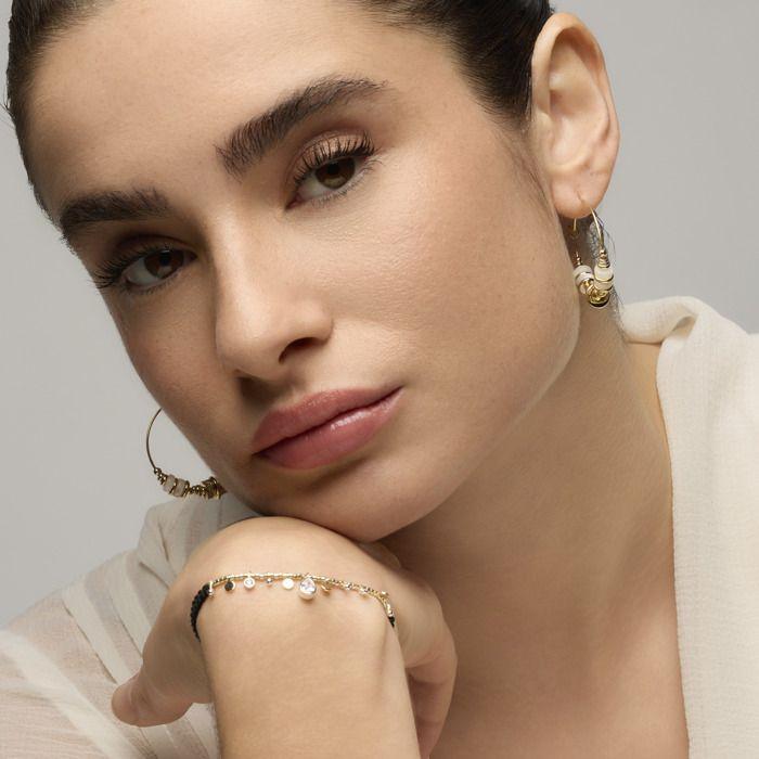 Boucles d'oreilles - LUXENTER - Darkba - Argent sterling 925 - Nacre blanche - Finition or jaune 18 carats