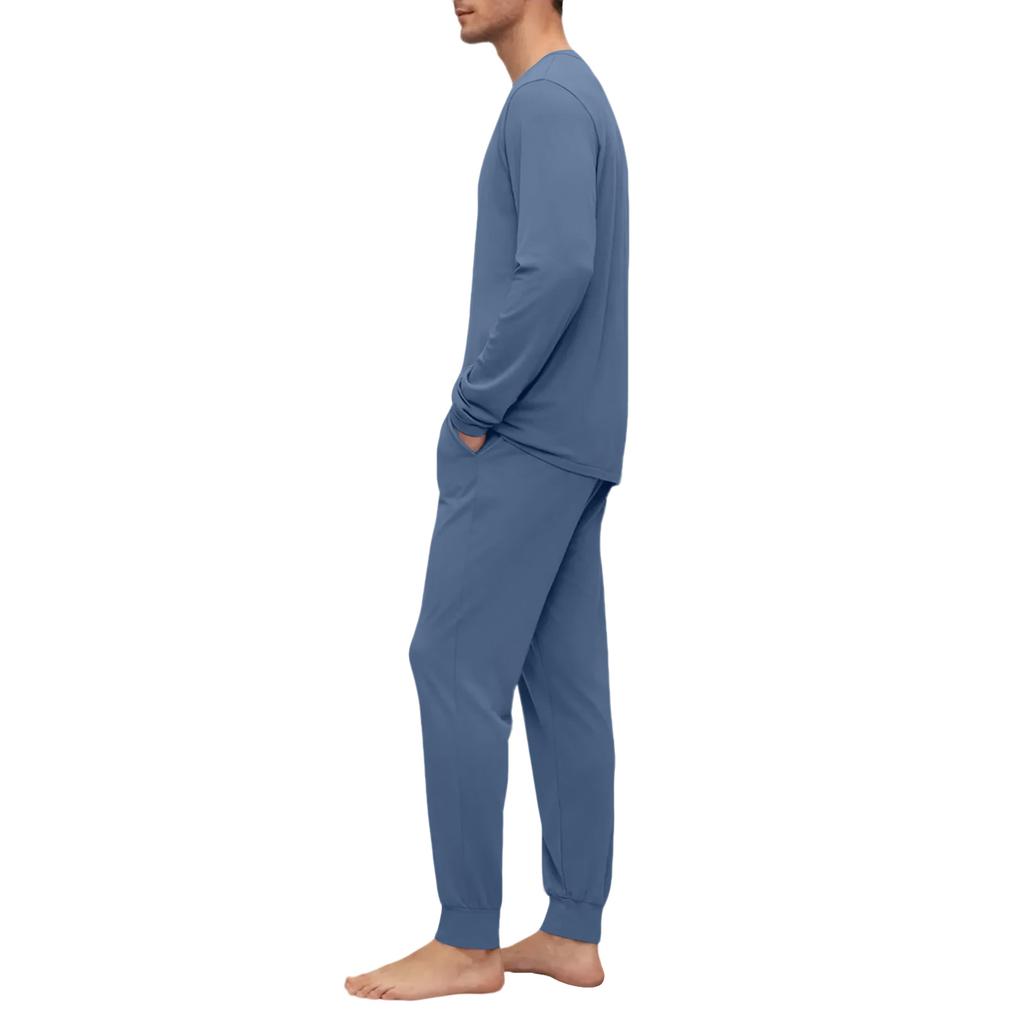 Set Pigiama da Uomo, Manica Lunga e Pantaloni Lunghi, Set Due Pezzi