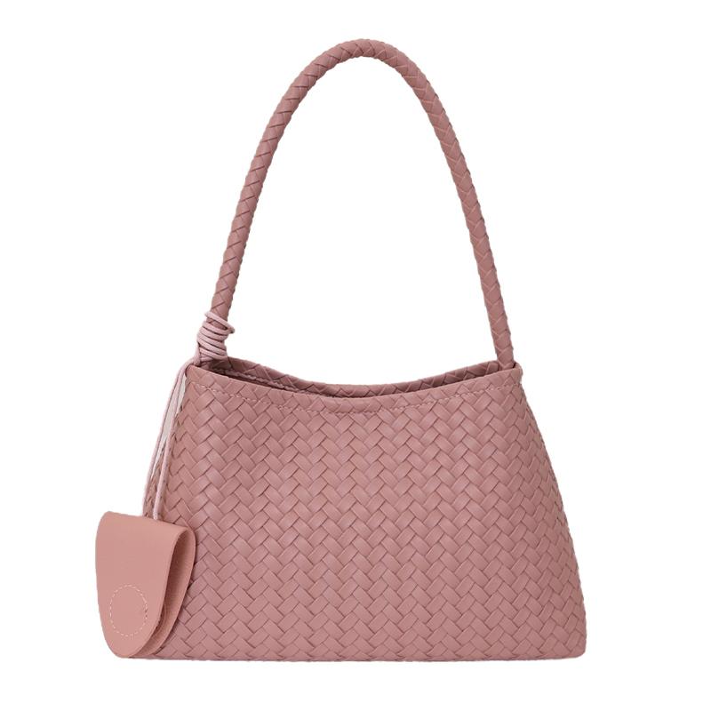 Woven Texture Shoulder Bag with Braided Handle Elegant Design for Daily and Casual Wear