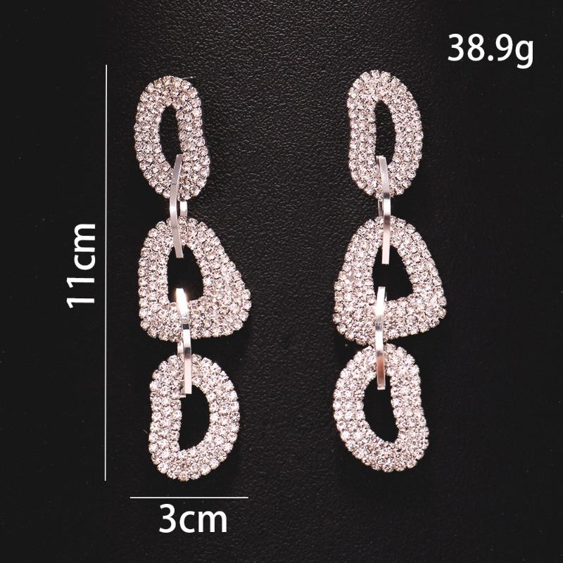 

Geometric Earrings Exaggerated Long Rhinestone Earrings Personalized Street Accessories Women s Earrings срібний