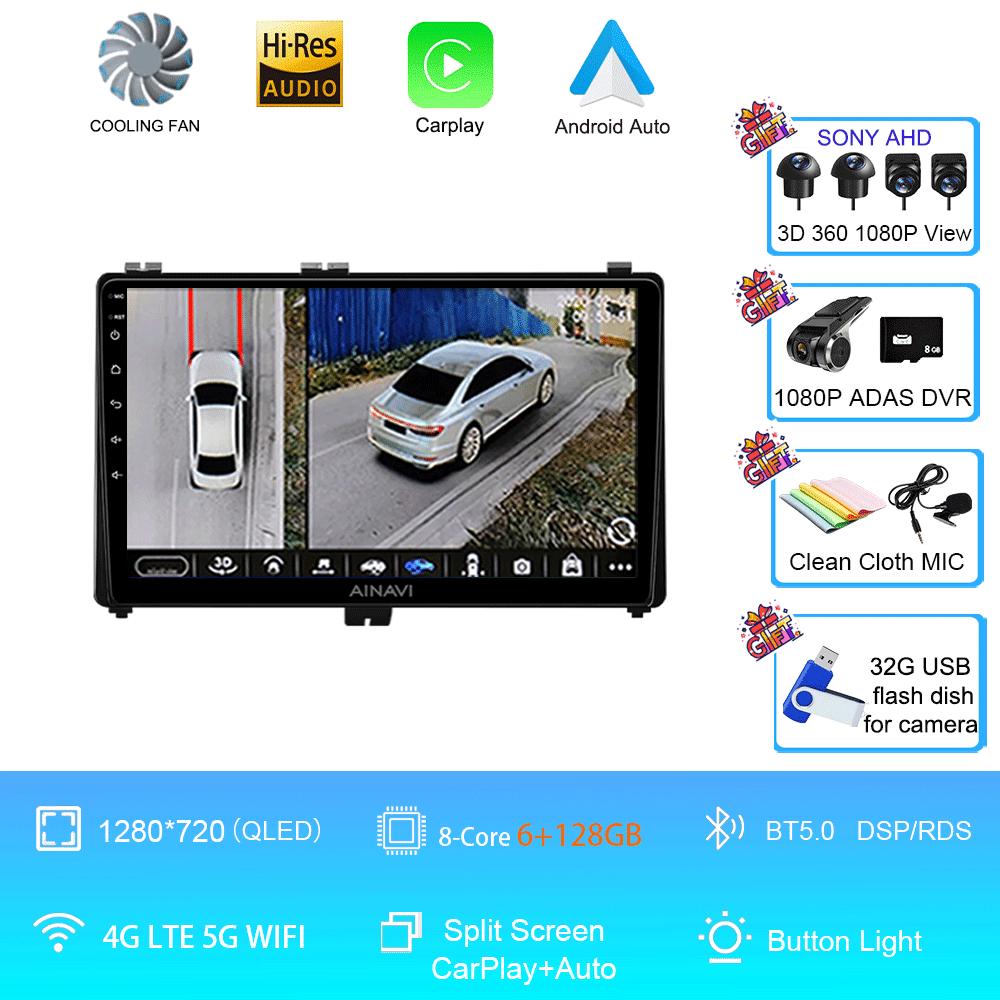 9" Android 14 Car Radio For Toyota Prius V Plus Alpha 2012 2013 2014 2015 Stereo Player GPS Navigation Carplay Auto LHD RHD DVD