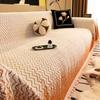 Half fleece sofa cover 2024 autumn and winter straight row sofa special thickened warm a whole sofa cover towel