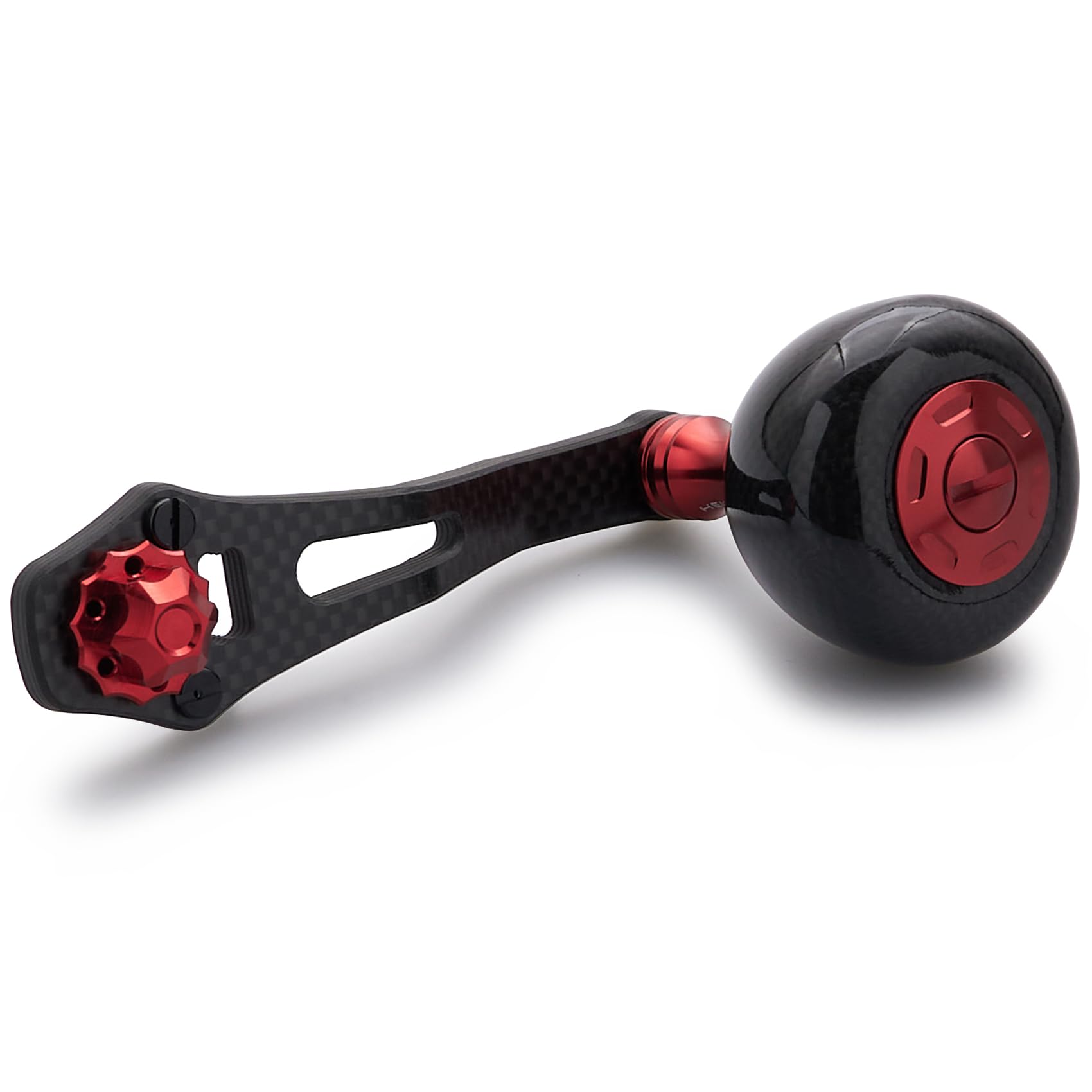HEIGHTEN Carbon Drum Series Reel Handle with Power Wine for and Abu Baitcasting Reels 60/70mm Knob, Red, 36mm, Shimano, Daiwa, (HT25403)