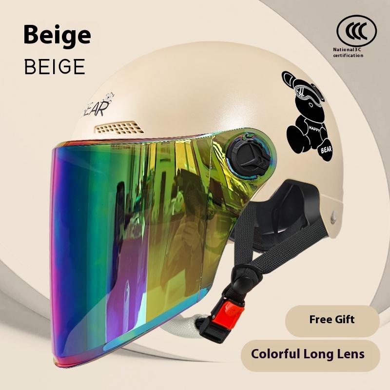 Electric Vehicle, Motorcycle, Women's Summer Battery Car, Half Helmet, Men's Four-season Universal Safety Helmet