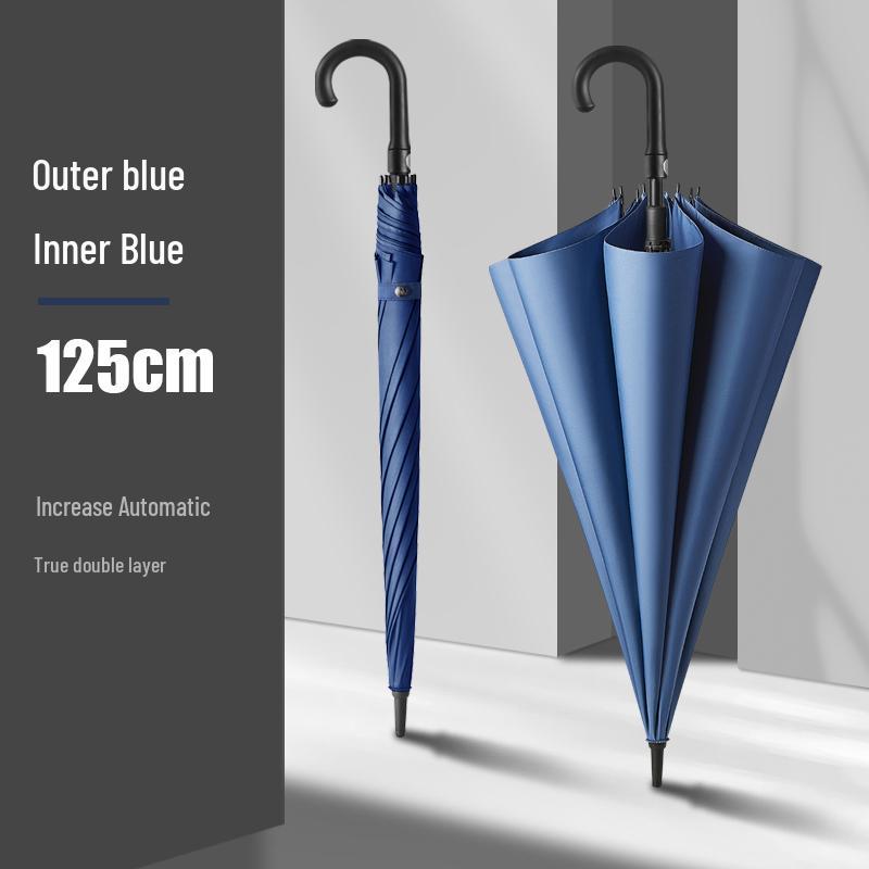 Extra Large Double Layer Automatic Umbrella for Two, Reinforced Long Handle, Stormproof and Sturdy