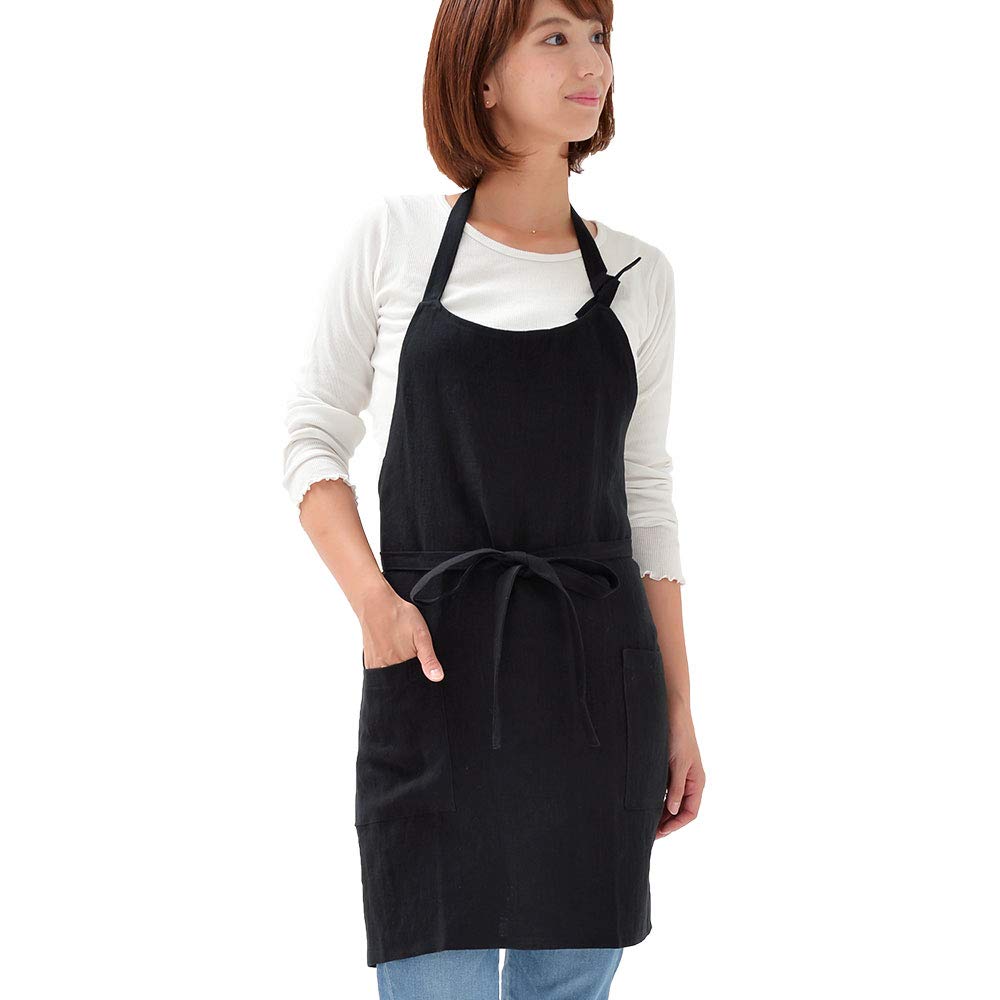 

fabrizm Made in Japan Work Apron Short Length Soft Linen Black 1582-bk чёрный