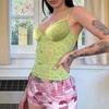 Lace Patchwork Mesh See-Through Camisole - Sexy Floral Vacation Top for Women