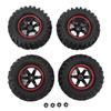 4PCS 1.9in Tire Wheel Hub Rubber Strong Grip Pattern Red Frame 6 Holes Shock Resistant RC Car Part for Axial 1 10 RC