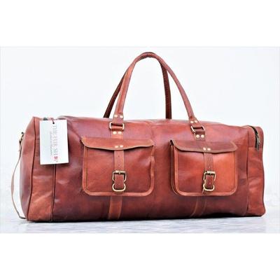 Kožená taška ve vintage stylu pro muže | Kvalitní cestovní taška Full Grain, hnědá kožená taška, taška na víkendové zavazadlo Gym Duffel Bag