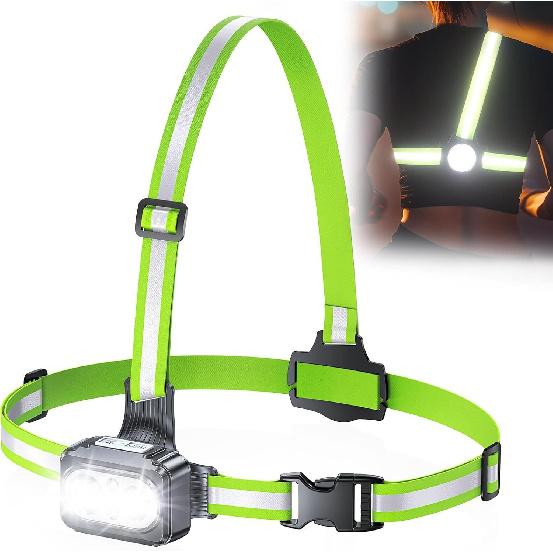500 Lumens Running Lights for Runners with Reflective Straps, 7 Modes & 45° Adjustable Running Light, IPX4 Waterproof Chest Running Light Vest for