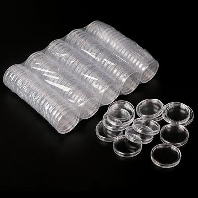 10 buc/lot Suport pentru monede din plastic Cutie de protecție pentru monede Cutie circulară mică din acril transparent