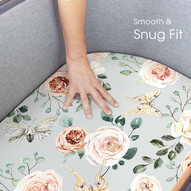 2Pcs Baby Fitted Sheet Newborn Bassinet Changing Pad Cover Soft & Breathable Crib Fitted Sheets Cradles Mattress Cover