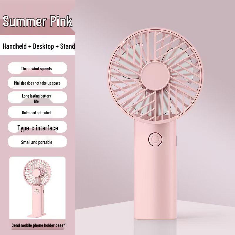 USB Rechargeable Portable Mini Handheld Fan with Phone Holder Handheld Fan