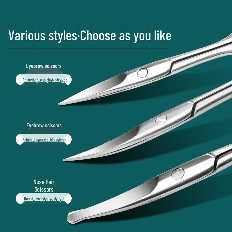 Beauty Scissors Set: Curved Eyebrow, False Eyelash, Nose Hair Trimming & Tattooing Scissors with Pointed Tips for Makeup Artists.
